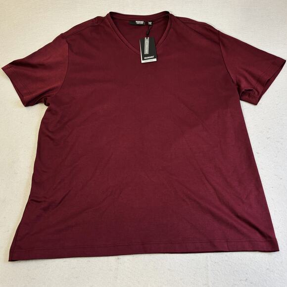 Murano Liquid Luxury Shirt Mens XXL Burgundy Casual V-Neck Minimalist Cotton Tee - Picture 1 of 7